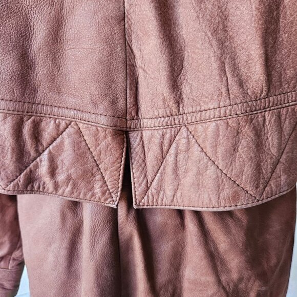 Vintage 80s Wilson’s Leather Adventure Bound Longline Brown Trench Jacket Small - Picture 8 of 14